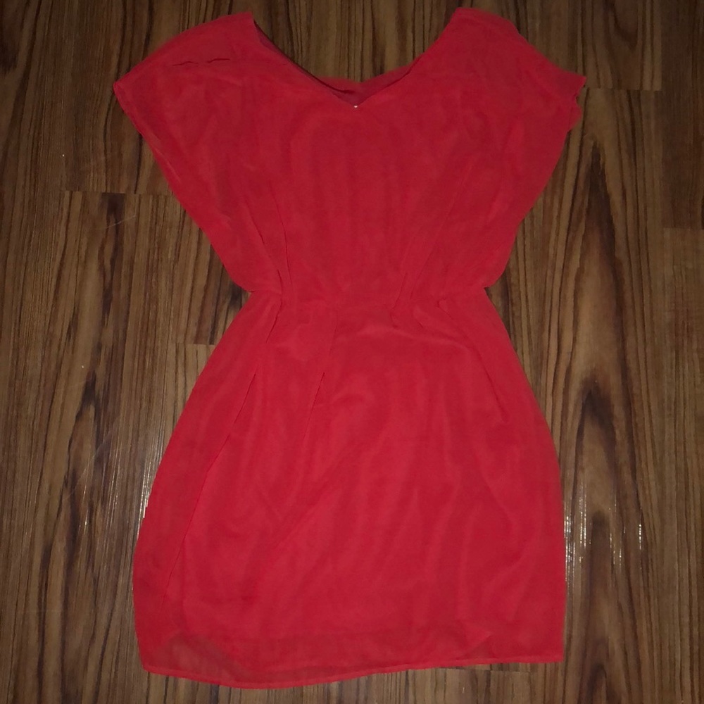 Red solid dress